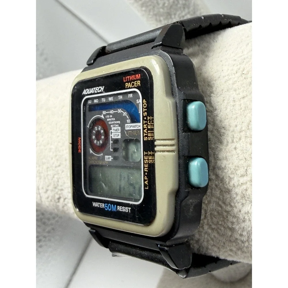 Aquatech Digital Mens Watch 13533 Pacer New Battery 38MM 8